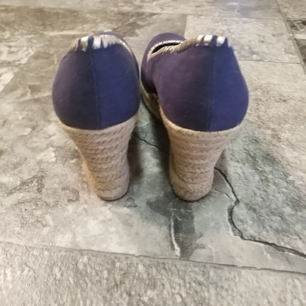 Jack Rogers Palmer Jute-wrapped Wedge Espadrille Midnight Blue Vaca‎ Beach 9.5